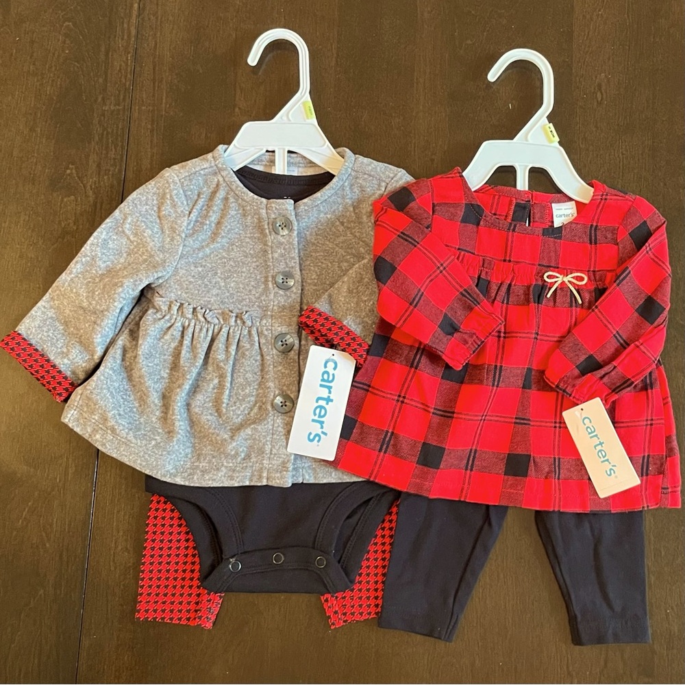 NWT Carters play sets, bundle of 2, holiday play wear, size 3 months.